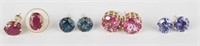 10K YELLOW GOLD AND GEMSTONE EARRINGS - LOT OF 4
