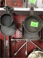 4 SMALL CAST IRON PANS