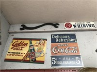 COKE SIGNS, WRENCH, NO WHINING, TEXACO BOX