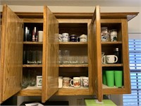3 cabinets of drinkware