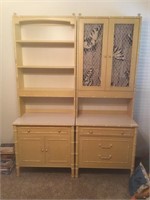 Thomasville Bamboo Style Bookcase Hutch Set