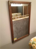 Vintage Oak Frame Mirror with Brass Corner Pieces