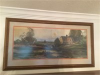 Cottage Scene Art signed with Initals