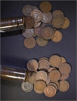 1904 & 1905 CIRC INDIAN CENT ROLLS 100-COINS TOTAL