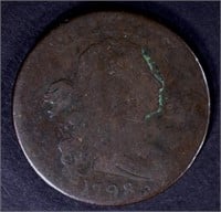 1798 DRAPED BUST LARGE CENT, CHOICE VG 5-175 SCARC