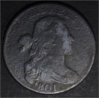 1801 DRAPED BUST LARGE CENT, G/VG