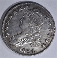1824 CAPPED BUST HALF DOLLAR  AU/UNC