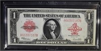 1923 $1 U.S. RED SEAL NOTE  NICE UNC