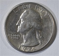 1934-D WASHINGTON QUARTER AU