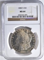 1880-S MORGAN DOLLAR, NGC MS-64