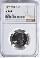 1965 SMS WASHINGTON QUARTER, NGC MS-68