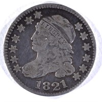 1821 BUST DIME, VG/FINE