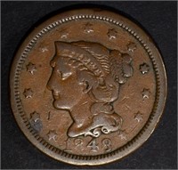 1848 LARGE CENT N-37 FINE RARE VARIETY