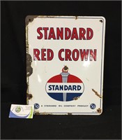 1948 Red Crown Standard Porcelain Sign 12" x 15"