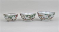 Set Three Chinese Export Porcelain Graduated Bowls
