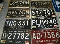 8 Michigan License Plates