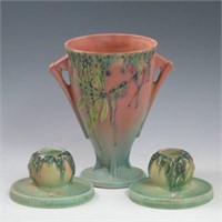 Roseville Moss Vase & Candleholders - Excellent