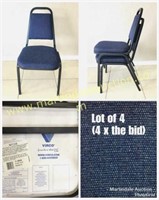 4) Stackable Chairs - Blue Padded Chairs 4xbid