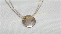 .925 Sterling Monogram Disc Necklace, Double Chain