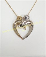14k Gold Chain & 10k Diamond Heart Pendant
