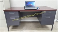 Hon Metal Office Desk w Woodgrain Top