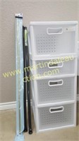 Plastic Organizer Storage Drawers & Shower Rods