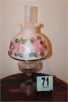 Vintage Converted Oil lamp w/ Pink Roses
