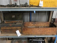 (2) Wooden Tool Boxes with Chisels, Taps & Dies