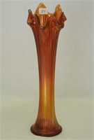 Fenton's Fine Rib 10" vase - amber