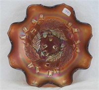 Acorn 7" ruffled bowl - amber