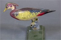 Miniature Wood Duck Drake Decoy by Unknown