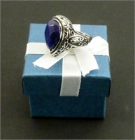 Beautiful Lapis Lazuli Ring: Size 8 - Stainless