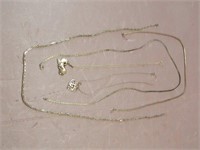 Group of Sterling Silver Chains and Two Pendants