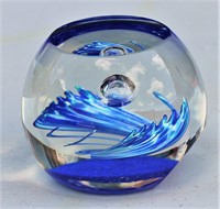 Blue Wave Caithness Scotland LE Paperweight Signed