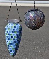 Glass Mosaic Plant Hanger & Garden Light Art