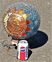 Glass Mosaic Ball w Sun Globe & Metal Holder Art