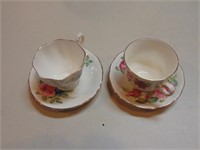 2 Queen Anne Cups & Saucers - Mismatched