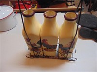 Decorative Rooster Milk Bottles