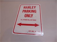 Metal Harley Parking Only Sign - 12 X 18