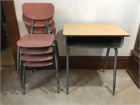 School desk and four chairs