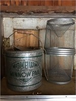 Vintage minnow bucket and trap