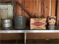 Vintage buckets and boxes