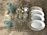 Wire basket, alumium plates, jars