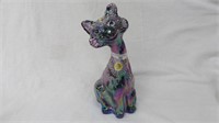 Fenton Alley Cat  - irid Hand painted