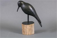Paul Arness Hand Carved and Painted Crow on Stand,