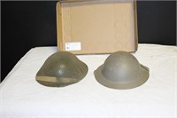 Pair of Vintage WWII British Military Helmets