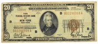 Series 1929 Brown Seal $20 National Currency Note