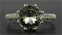 Round 4.00 ct Natural Green Amethyst Soltiaire
