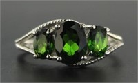 3 Stone Chrome Diopside Anniversary Ring