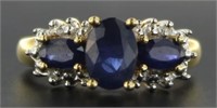 14kt Gold Natural Sapphire & Diamond Ring